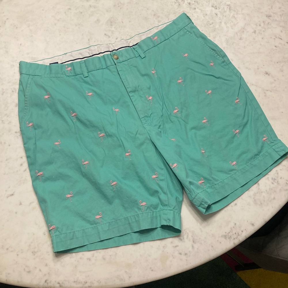 Ralph Lauren/polo golf : Men's Green Flamingo Embroidered Shorts